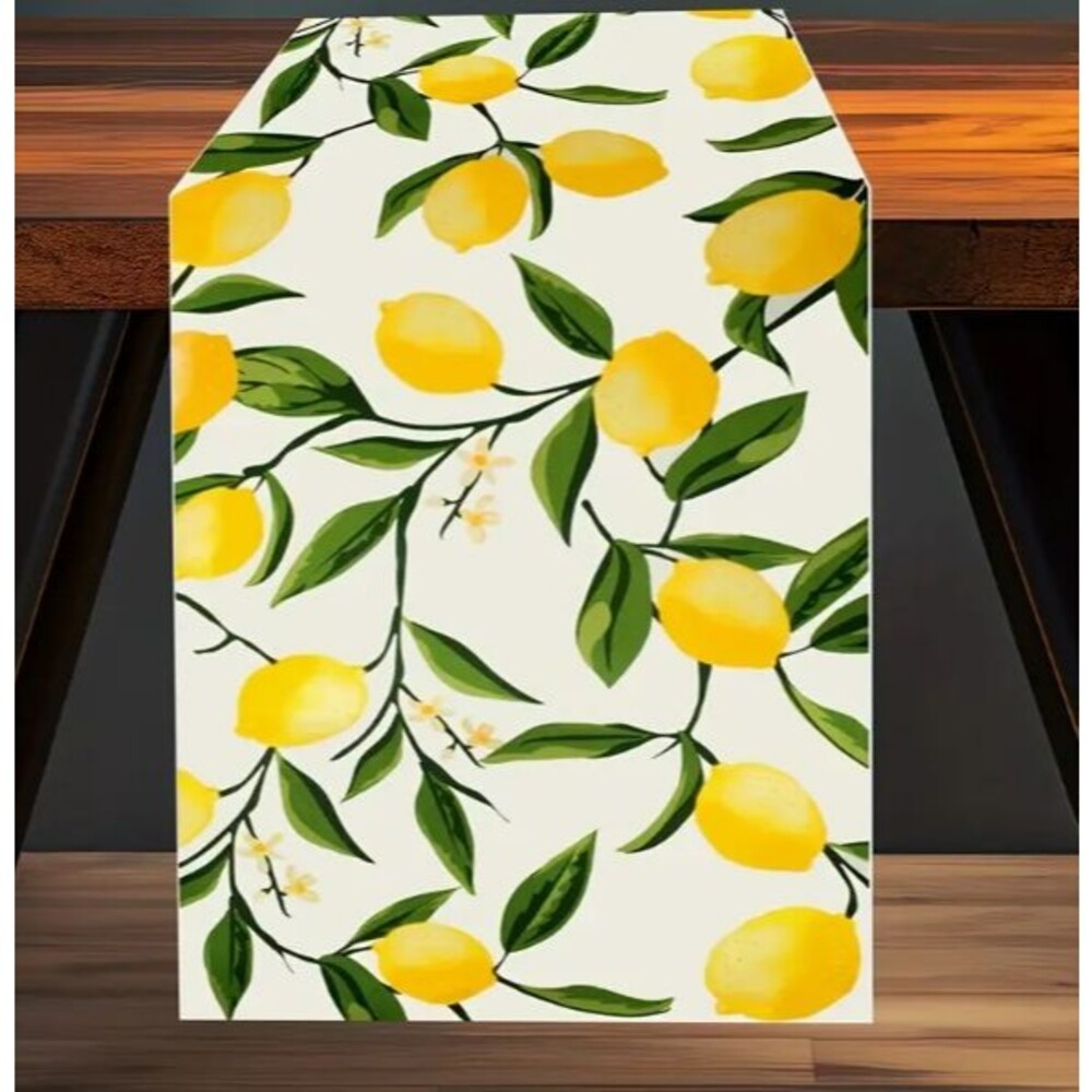 Table Runner 13x72in Woven Polyester Lemons